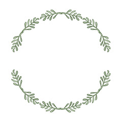 Wreath of branches with green leaves without background, frame vector