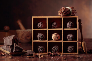 Chocolate candy with ingredients.