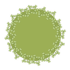 Round green clover frame with solid background vector