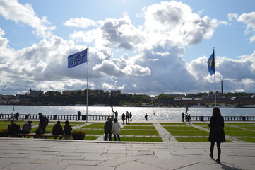 old town hall stockholm flags