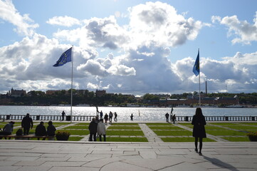 old town hall stockholm flags