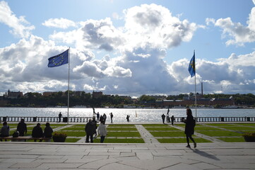 old town hall stockholm flags