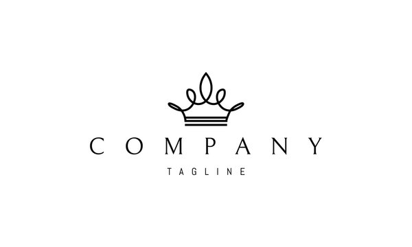 Vector logo on which an abstract image of an elegant crown in a linear style.