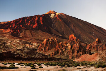 Roques de Garcia in sunset light, Teide National Park, Tenerife, Canary Islands, Spain