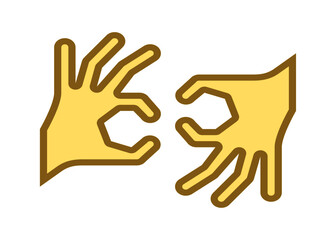 Sign Language Interpreting banner. Mandatory label. Blue circle isolated on white. Simple flat style. Vector illustration