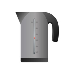 Gray electric kettle. Electric kettle icon isolated on white background. Realistic vector