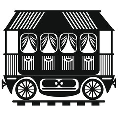 Vector image railway retro wagon on a white background. Isolated drawing.