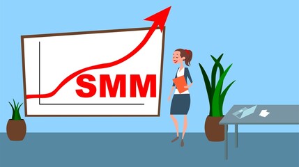 SMM increase red graph with business women