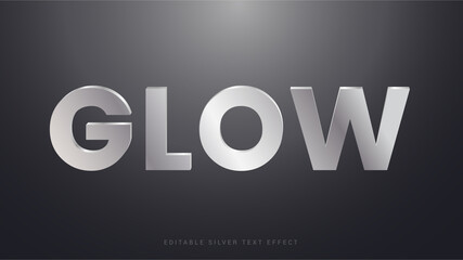 Editable 3d glow text effect. Fancy silver font style perfect for logotype, title and heading