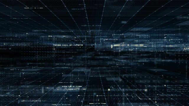 Futuristic digital generated motion abstract matrix cyber environment big data analytic artificial intelligent simulation, loop video for digital background