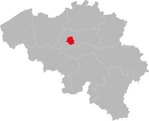 Brussels capital city isolated on belgium map. Gray background. Backgrounds and wallpapers.