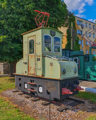 Old Siemens electric narrow gauge industrial locomotive   (engines power 2x30 kW) in museum in...