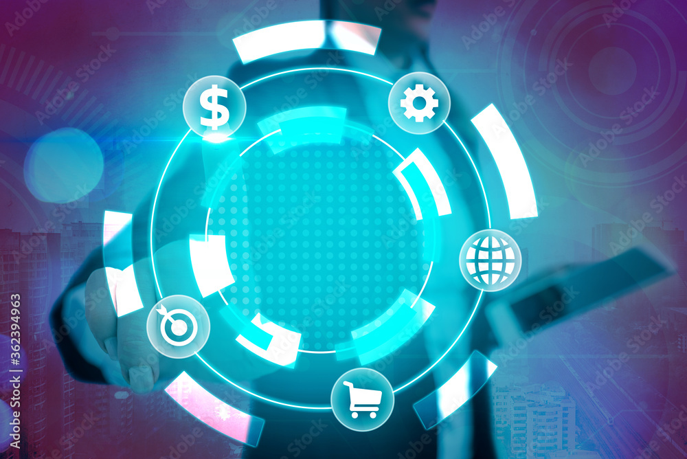Wall mural information digital technology network connection infographic elements icon