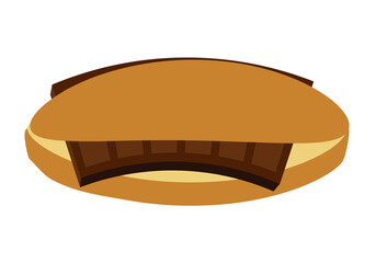 Bocadillo de chocolate en tableta con pan de leche