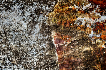 shabby, dirty grunge stone texture with cracks, gray and rusty brown colors - 362395796
