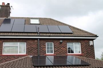 Solar panels on a house roof in the UK
