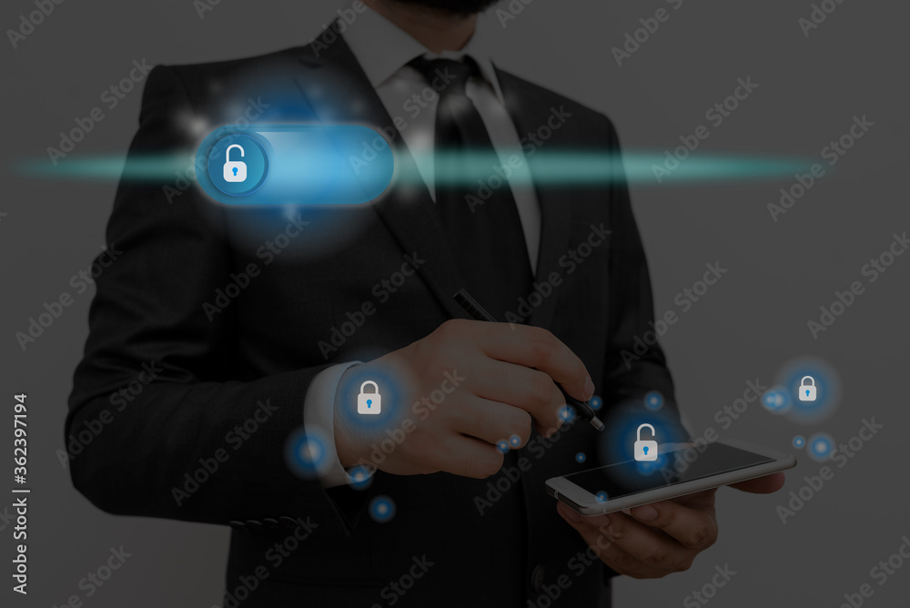 Poster graphics padlock for web data information security application system