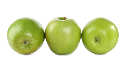 Fresh juicy green apples isolated on white