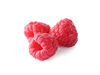 Delicious sweet ripe raspberries isolated on white