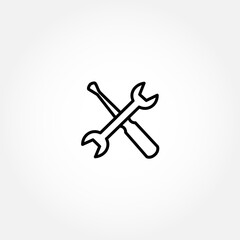 service icon. repair icon. wrench with screwdriver line icon. wrench with screwdriver isolated line icon