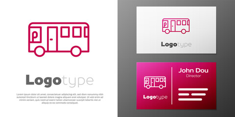 Logotype line Bus icon isolated on white background. Transportation concept. Bus tour transport sign. Tourism or public vehicle symbol. Logo design template element. Vector.
