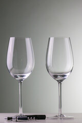 Two empty glasses of wine