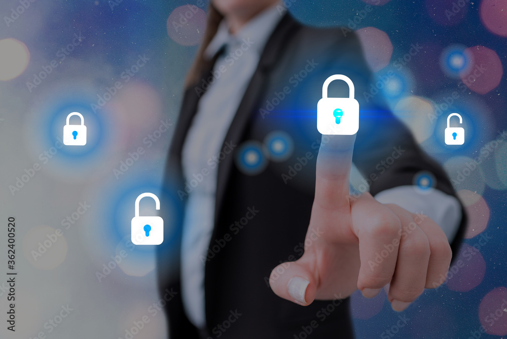 Poster graphics padlock for web data information security application system