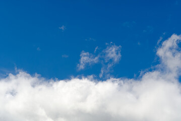 View of the blue sky and white clouds before heavy rain.