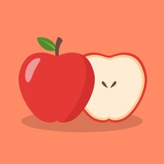 Apple Fruit Sliced Vector Illustration