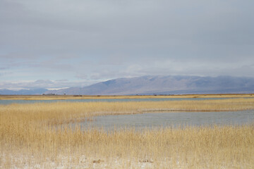 Beautiful mountain landscape. Wildlife Kyrgyzstan. Clouds in the sky. Kyrgyzstan