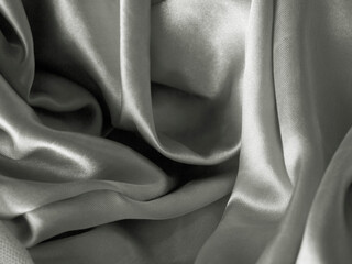Plakat Smooth elegant grey silver silk or satin texture can use as background. silver fabric texture close up