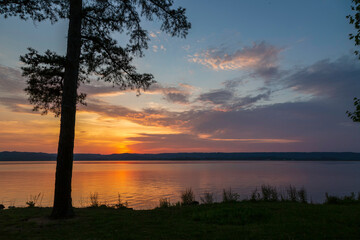 Beautiful Sunset and Reflections on a Lake