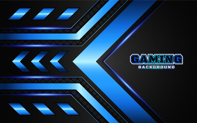 Abstract futuristic black and blue gaming background with modern esport shapes. Vector design template technology concept can use element game banner, sport poster, cyber wallpaper, web, advertising © Majri