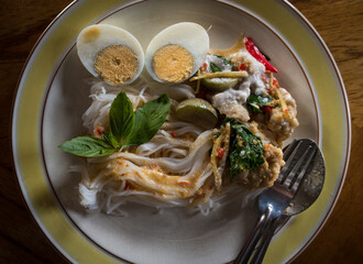Thai vermicelli eaten with curry
