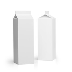 Milk or juice carton packaging box isolated on white background.