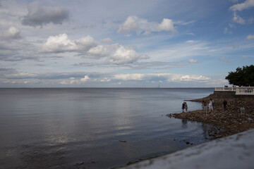 Embankment in Petergof City near the Baltic Sea