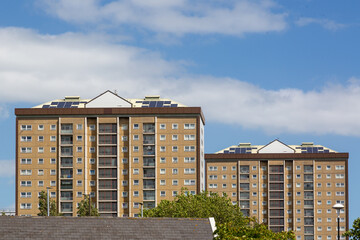 Typical high rise flats or apartments in a British city © Seadog81
