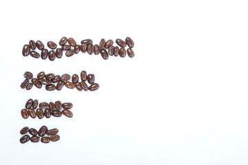 Roasted coffee beans in shape of Bar Chat on white background
