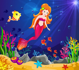 Fototapeta na wymiar Mermaid in the sea/Marine princess