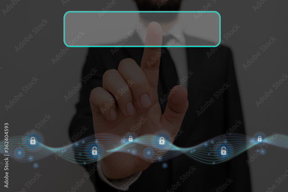 Poster graphics padlock for web data information security application system