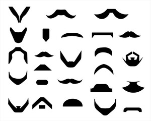 Set of whiskers, moustaches. Black color.