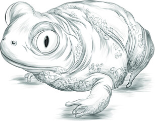 toad black and white realistic animal vector