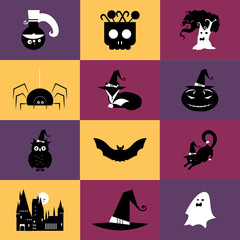 Collection of halloween elements symbols and icons. 