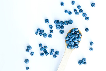 Tasty blueberries isolated on white background. Blueberries are antioxidant organic superfood.