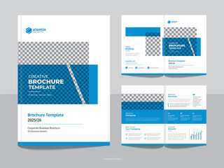 Clean bi fold brochure design template with modern, minimal and abstract design in A4 format.