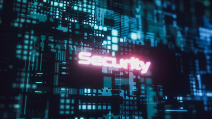Data Security Protection Screen, Cloud Data Security System Background, Futuristic Technology Background, 3d Rendering