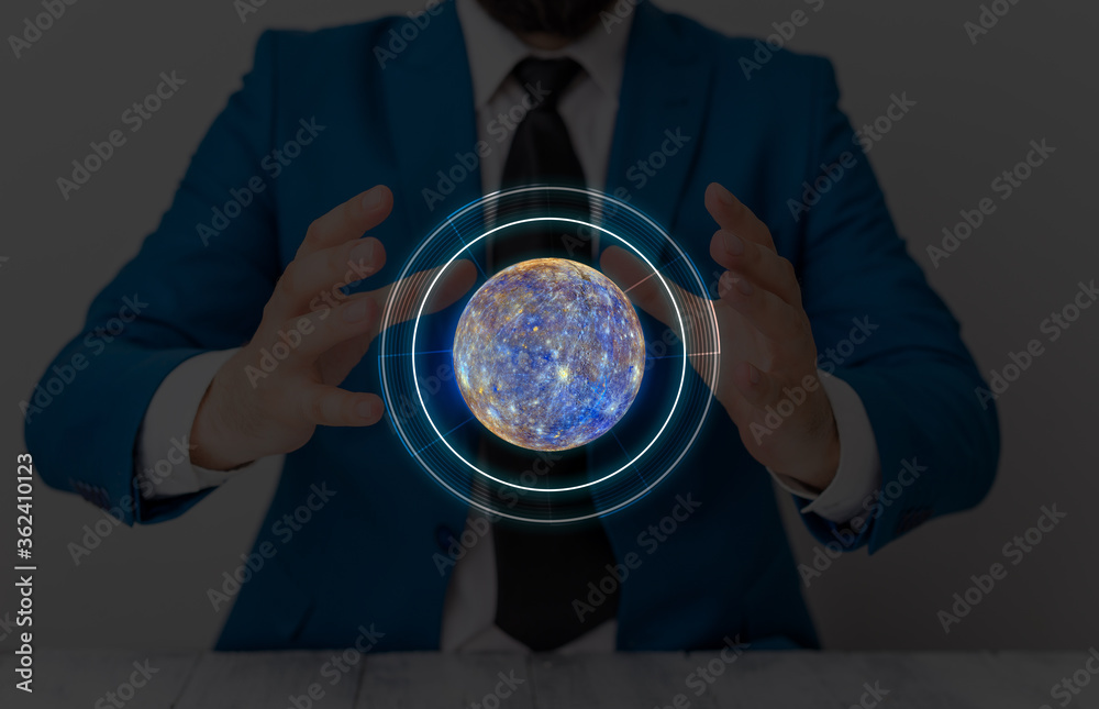 Poster digital image of distant solar system showing global technology networks. elements of this image fur