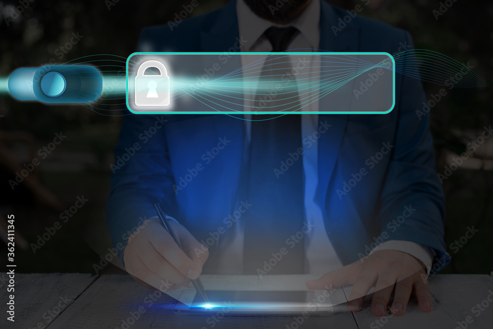Poster graphics padlock for web data information security application system