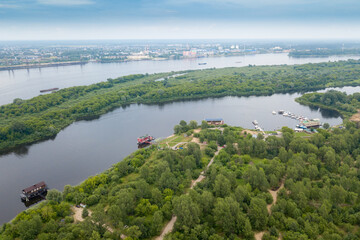 Fototapeta na wymiar yacht club on the rowing channel in Nizhny Novgorod