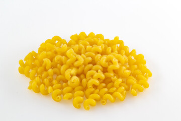 Heap of pasta on white background close-up